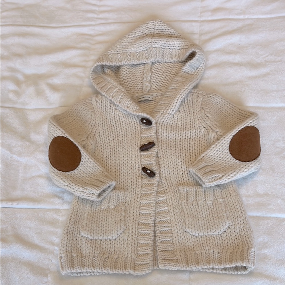 Alpaca Wool Cream Knit Kids Sweater Jacket